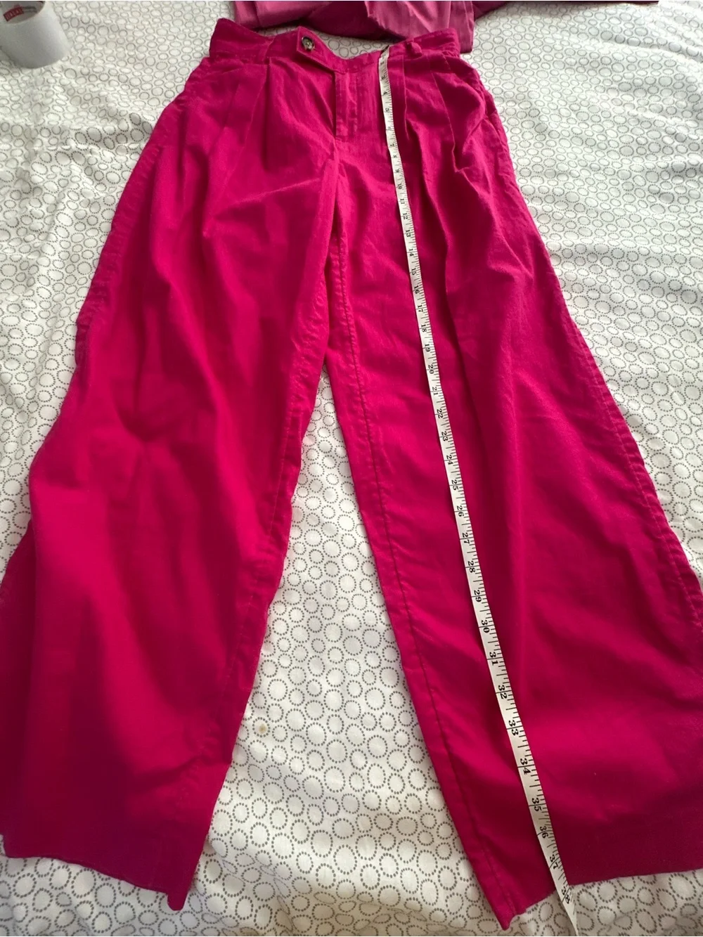 NWOT Banana Republic Hot Pink Wide-Leg Linen pleated trousers